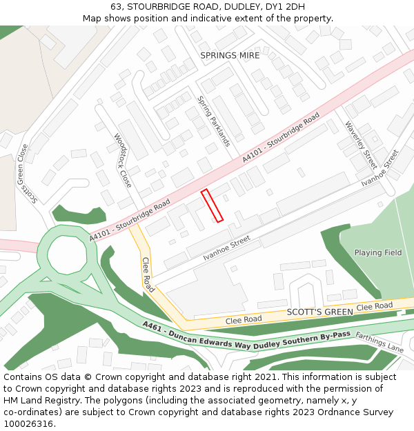 63, STOURBRIDGE ROAD, DUDLEY, DY1 2DH: Location map and indicative extent of plot