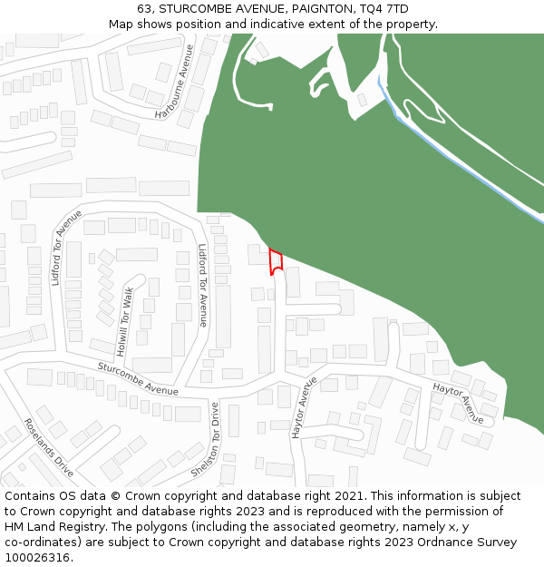 63, STURCOMBE AVENUE, PAIGNTON, TQ4 7TD: Location map and indicative extent of plot