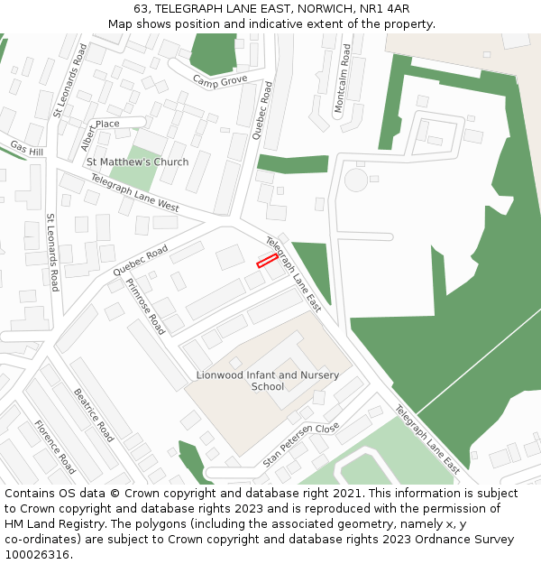 63, TELEGRAPH LANE EAST, NORWICH, NR1 4AR: Location map and indicative extent of plot