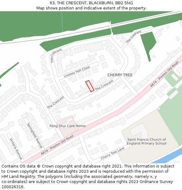 63, THE CRESCENT, BLACKBURN, BB2 5NG: Location map and indicative extent of plot
