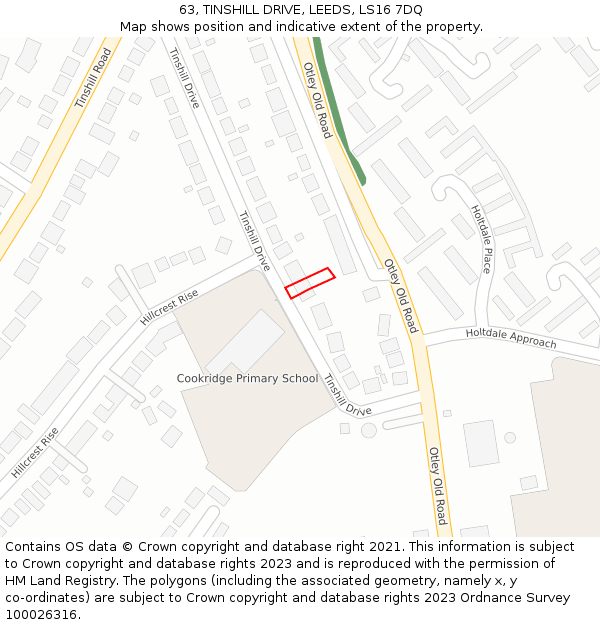 63, TINSHILL DRIVE, LEEDS, LS16 7DQ: Location map and indicative extent of plot