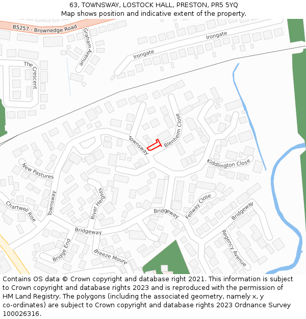 63, TOWNSWAY, LOSTOCK HALL, PRESTON, PR5 5YQ: Location map and indicative extent of plot