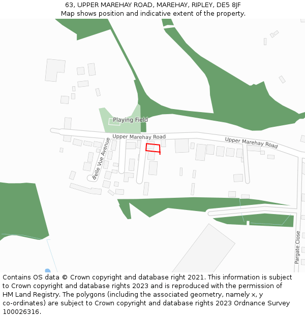 63, UPPER MAREHAY ROAD, MAREHAY, RIPLEY, DE5 8JF: Location map and indicative extent of plot