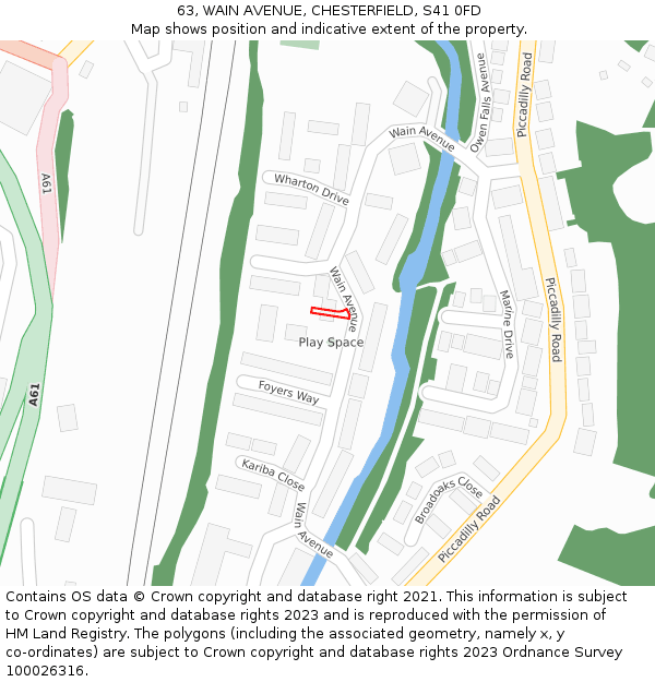 63, WAIN AVENUE, CHESTERFIELD, S41 0FD: Location map and indicative extent of plot