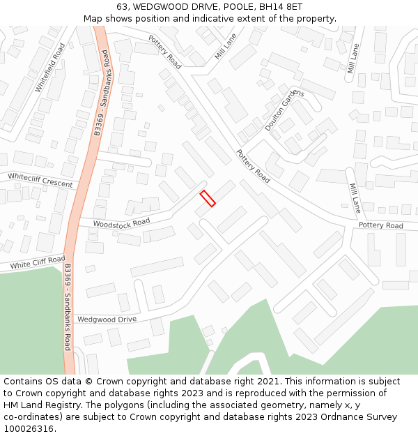 63, WEDGWOOD DRIVE, POOLE, BH14 8ET: Location map and indicative extent of plot