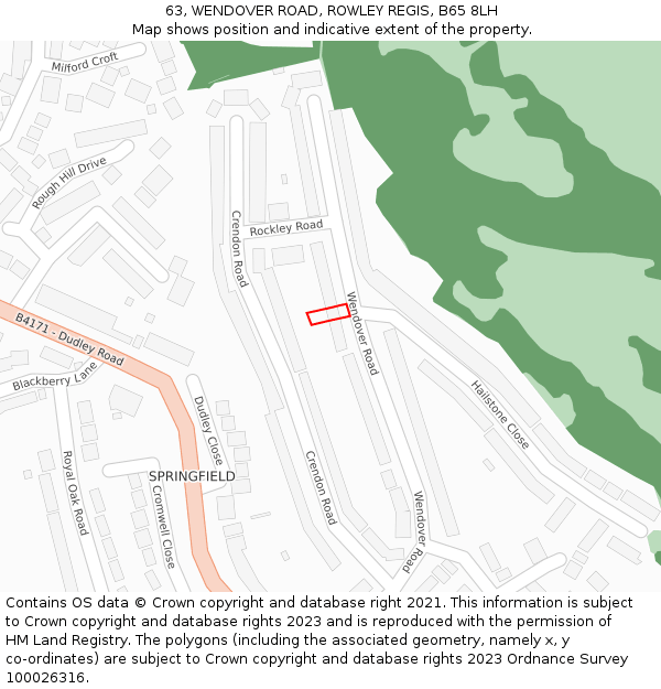 63, WENDOVER ROAD, ROWLEY REGIS, B65 8LH: Location map and indicative extent of plot