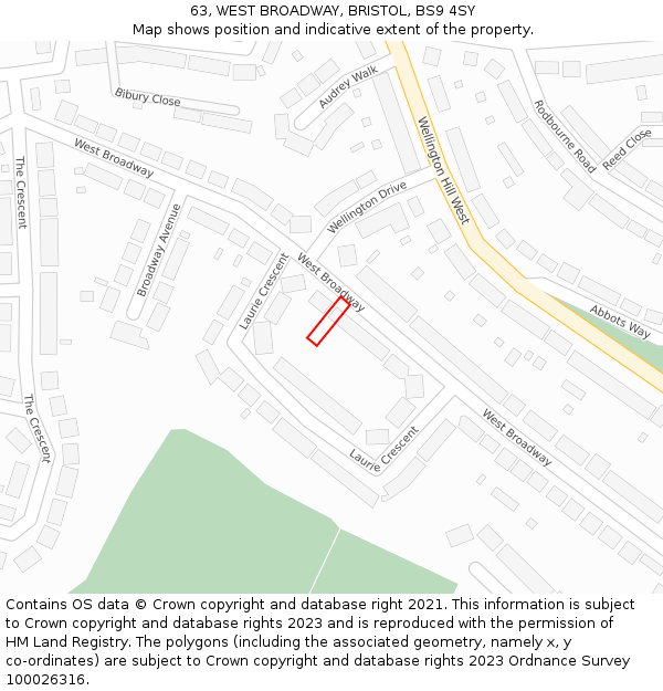 63, WEST BROADWAY, BRISTOL, BS9 4SY: Location map and indicative extent of plot