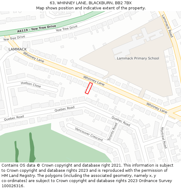 63, WHINNEY LANE, BLACKBURN, BB2 7BX: Location map and indicative extent of plot