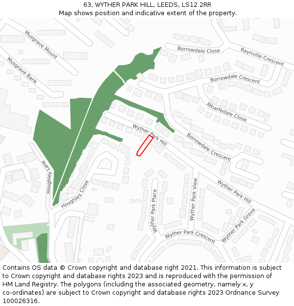 63, WYTHER PARK HILL, LEEDS, LS12 2RR: Location map and indicative extent of plot