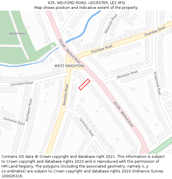 635, WELFORD ROAD, LEICESTER, LE2 6FQ: Location map and indicative extent of plot