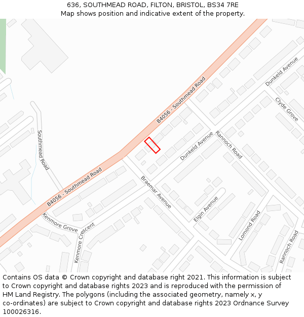 636, SOUTHMEAD ROAD, FILTON, BRISTOL, BS34 7RE: Location map and indicative extent of plot