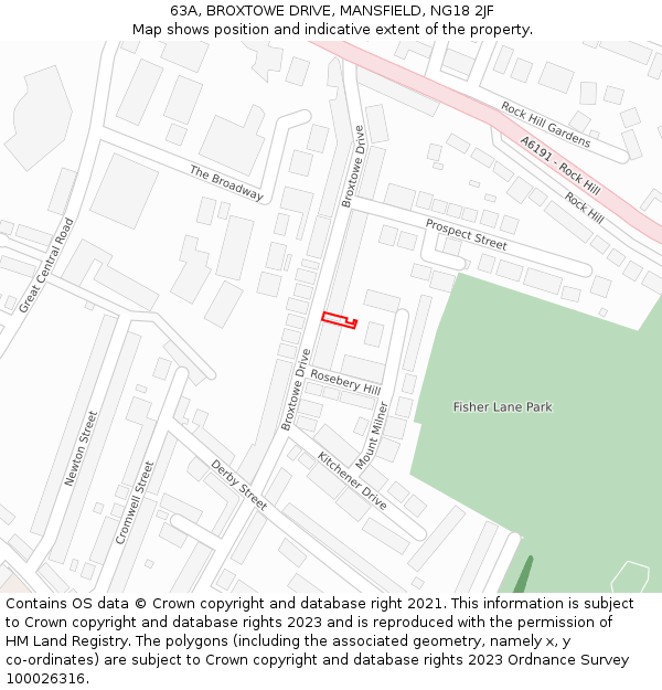 63A, BROXTOWE DRIVE, MANSFIELD, NG18 2JF: Location map and indicative extent of plot