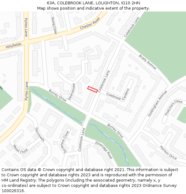 63A, COLEBROOK LANE, LOUGHTON, IG10 2HN: Location map and indicative extent of plot