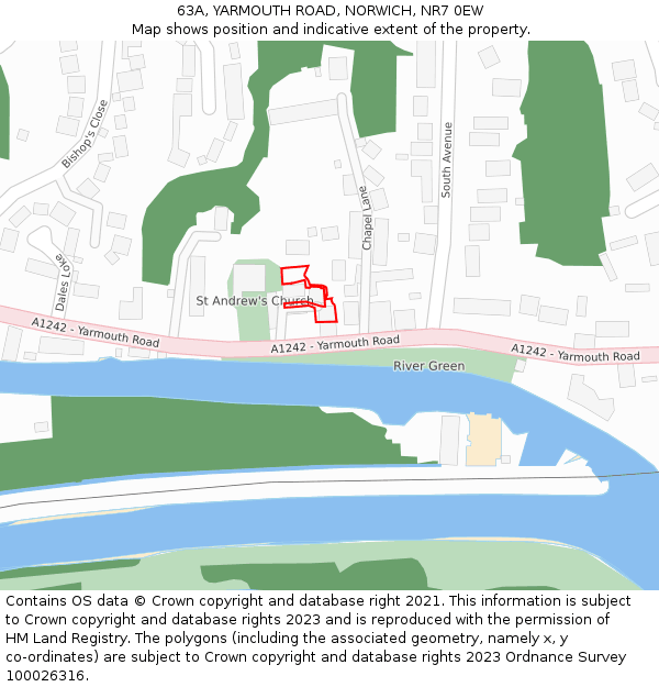 63A, YARMOUTH ROAD, NORWICH, NR7 0EW: Location map and indicative extent of plot