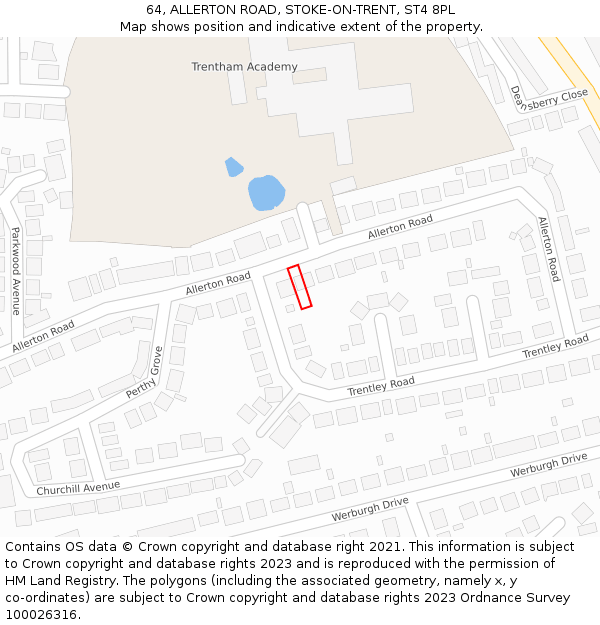 64, ALLERTON ROAD, STOKE-ON-TRENT, ST4 8PL: Location map and indicative extent of plot