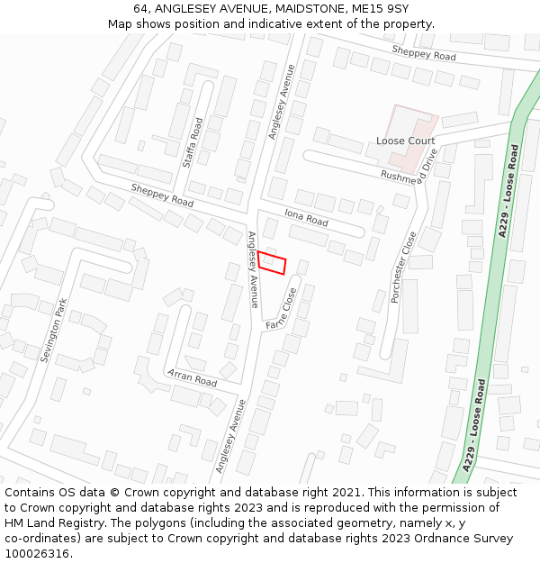 64, ANGLESEY AVENUE, MAIDSTONE, ME15 9SY: Location map and indicative extent of plot