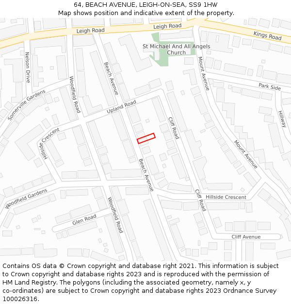 64, BEACH AVENUE, LEIGH-ON-SEA, SS9 1HW: Location map and indicative extent of plot
