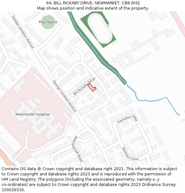 64, BILL RICKABY DRIVE, NEWMARKET, CB8 0HQ: Location map and indicative extent of plot