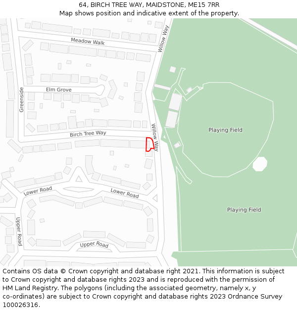 64, BIRCH TREE WAY, MAIDSTONE, ME15 7RR: Location map and indicative extent of plot