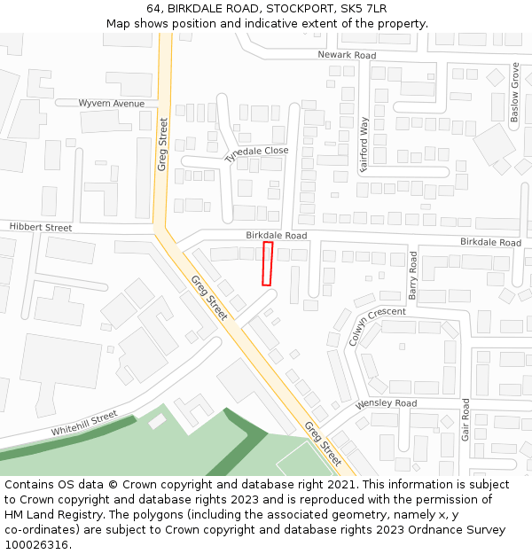 64, BIRKDALE ROAD, STOCKPORT, SK5 7LR: Location map and indicative extent of plot
