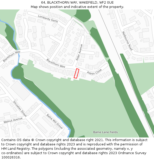 64, BLACKTHORN WAY, WAKEFIELD, WF2 0UE: Location map and indicative extent of plot