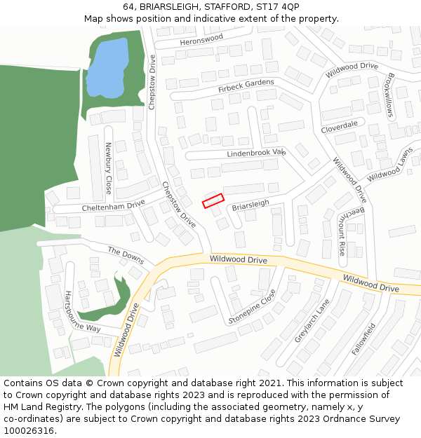 64, BRIARSLEIGH, STAFFORD, ST17 4QP: Location map and indicative extent of plot