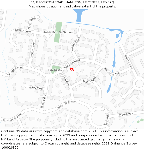 64, BROMPTON ROAD, HAMILTON, LEICESTER, LE5 1PQ: Location map and indicative extent of plot