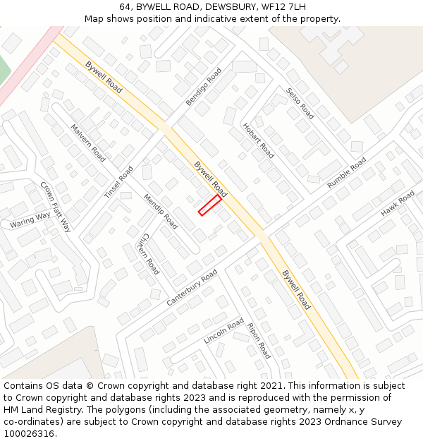 64, BYWELL ROAD, DEWSBURY, WF12 7LH: Location map and indicative extent of plot