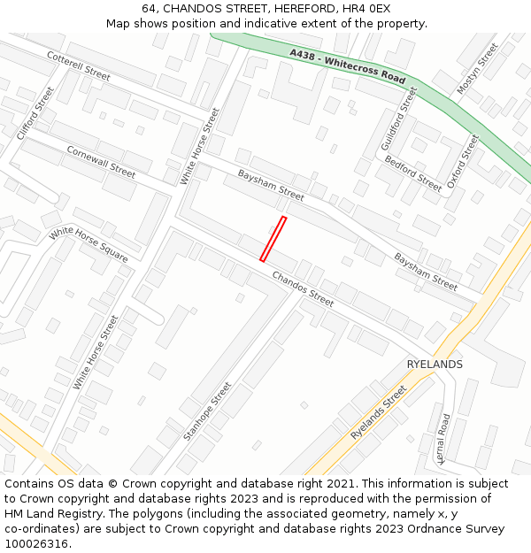 64, CHANDOS STREET, HEREFORD, HR4 0EX: Location map and indicative extent of plot