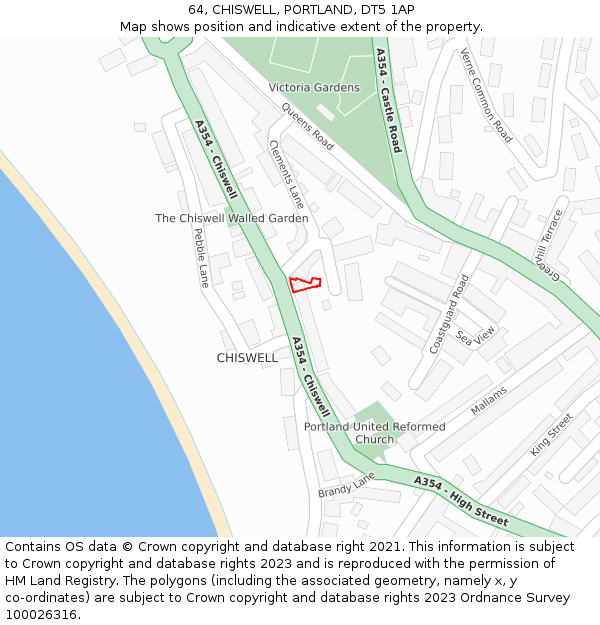 64, CHISWELL, PORTLAND, DT5 1AP: Location map and indicative extent of plot