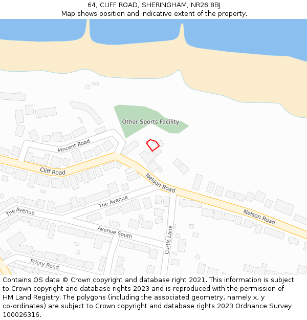 64, CLIFF ROAD, SHERINGHAM, NR26 8BJ: Location map and indicative extent of plot