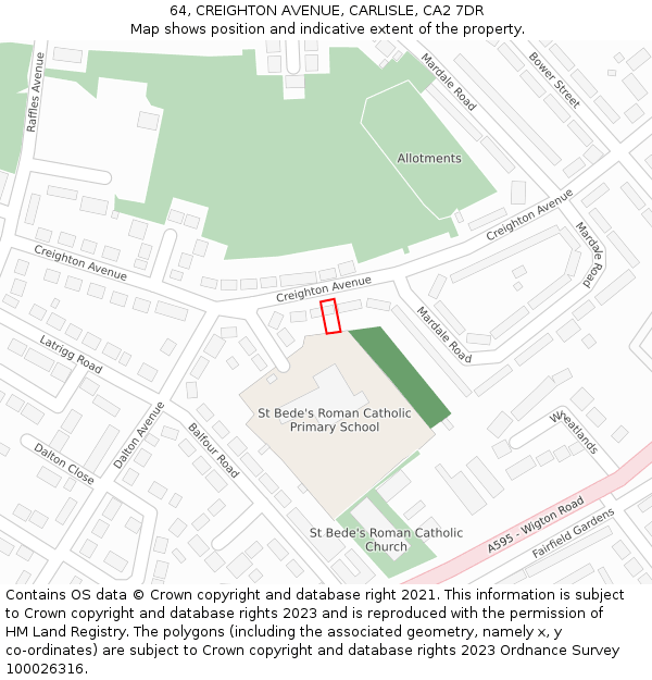64, CREIGHTON AVENUE, CARLISLE, CA2 7DR: Location map and indicative extent of plot