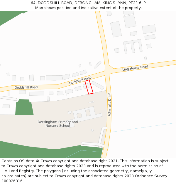 64, DODDSHILL ROAD, DERSINGHAM, KING'S LYNN, PE31 6LP: Location map and indicative extent of plot