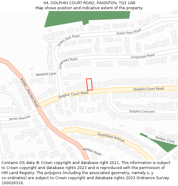 64, DOLPHIN COURT ROAD, PAIGNTON, TQ3 1AB: Location map and indicative extent of plot