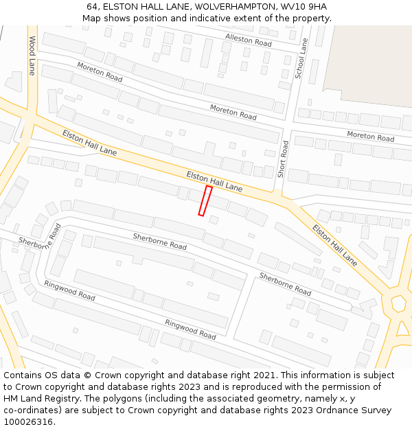 64, ELSTON HALL LANE, WOLVERHAMPTON, WV10 9HA: Location map and indicative extent of plot