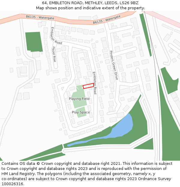 64, EMBLETON ROAD, METHLEY, LEEDS, LS26 9BZ: Location map and indicative extent of plot