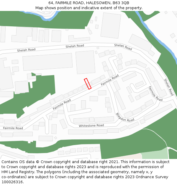 64, FAIRMILE ROAD, HALESOWEN, B63 3QB: Location map and indicative extent of plot