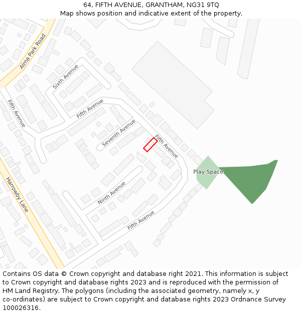 64, FIFTH AVENUE, GRANTHAM, NG31 9TQ: Location map and indicative extent of plot