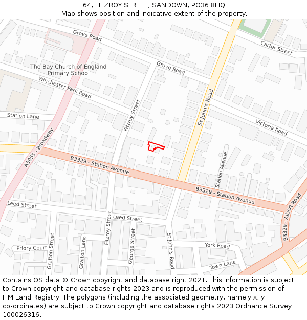 64, FITZROY STREET, SANDOWN, PO36 8HQ: Location map and indicative extent of plot