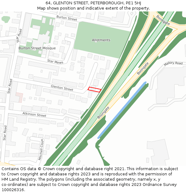 64, GLENTON STREET, PETERBOROUGH, PE1 5HJ: Location map and indicative extent of plot