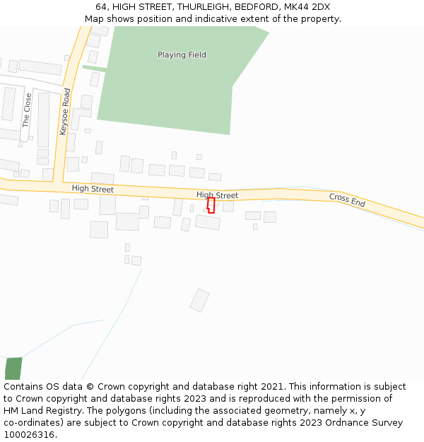 64, HIGH STREET, THURLEIGH, BEDFORD, MK44 2DX: Location map and indicative extent of plot
