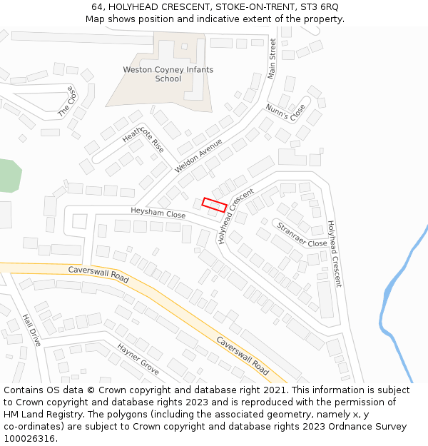 64, HOLYHEAD CRESCENT, STOKE-ON-TRENT, ST3 6RQ: Location map and indicative extent of plot