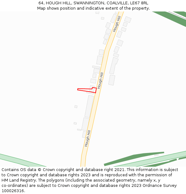 64, HOUGH HILL, SWANNINGTON, COALVILLE, LE67 8RL: Location map and indicative extent of plot