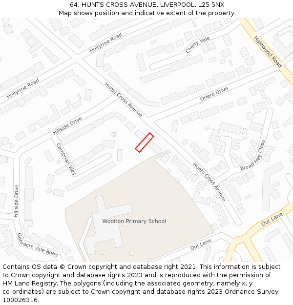 64, HUNTS CROSS AVENUE, LIVERPOOL, L25 5NX: Location map and indicative extent of plot