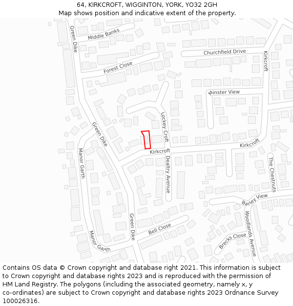64, KIRKCROFT, WIGGINTON, YORK, YO32 2GH: Location map and indicative extent of plot