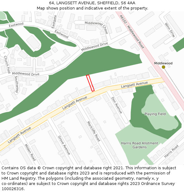 64, LANGSETT AVENUE, SHEFFIELD, S6 4AA: Location map and indicative extent of plot