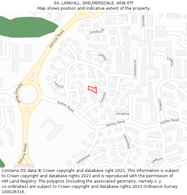 64, LARKHILL, SKELMERSDALE, WN8 6TF: Location map and indicative extent of plot