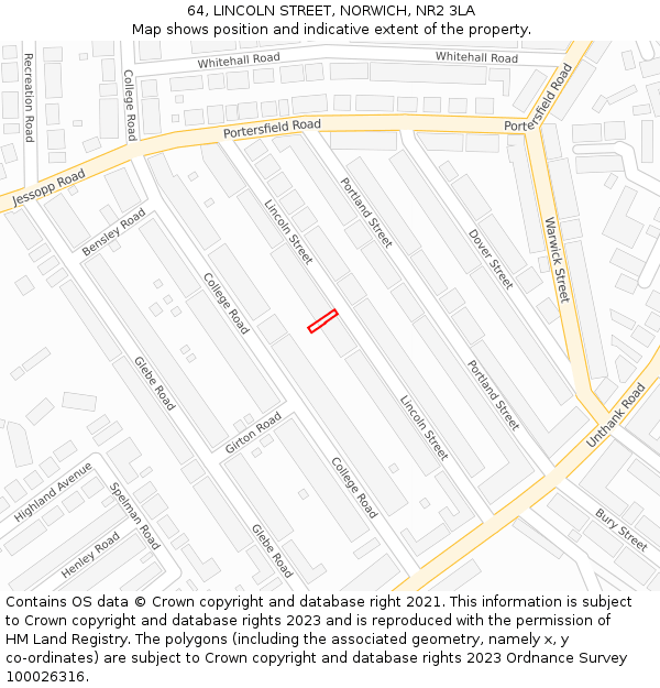 64, LINCOLN STREET, NORWICH, NR2 3LA: Location map and indicative extent of plot