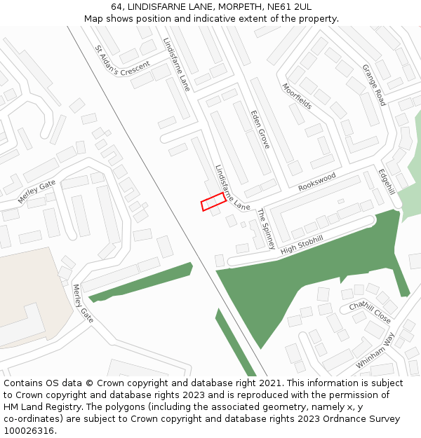 64, LINDISFARNE LANE, MORPETH, NE61 2UL: Location map and indicative extent of plot