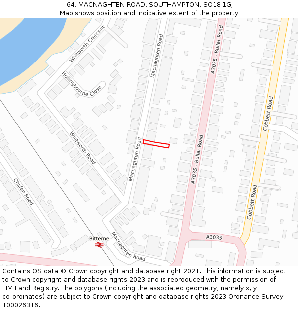 64, MACNAGHTEN ROAD, SOUTHAMPTON, SO18 1GJ: Location map and indicative extent of plot